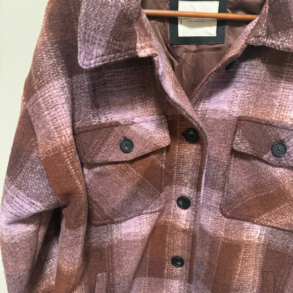NWT! Lucky Brand Rust and Pink Plaid Brushed Fleece Shacket, Size XL - Picture 3 of 15